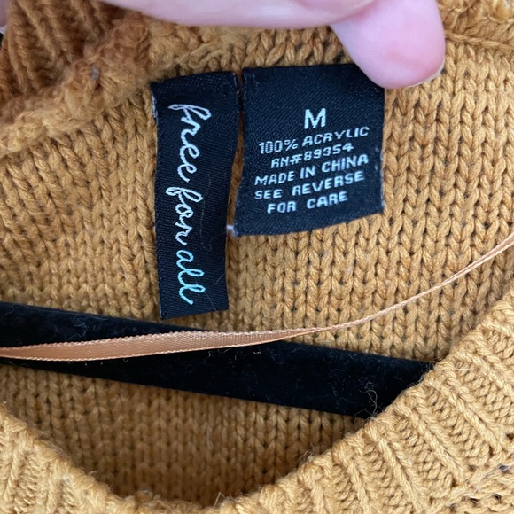 Free For All Comfortable Drop Sleeve Mustard Yellow Oversized Sweater - Picture 3 of 4